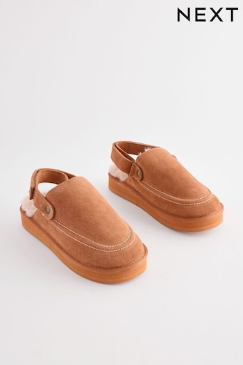 Tan Brown Suede Strap Mules Slippers (B23982) | £34