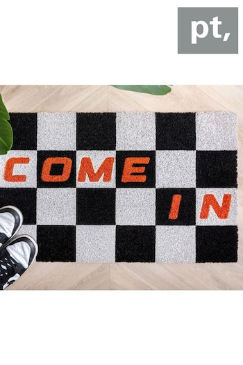 pt, Black and White Come In Doormat (B24011) | £23