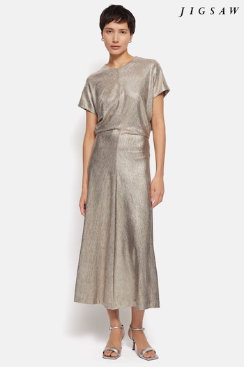 Jigsaw Gold Metallic Maxi Dress (B24058) | £165