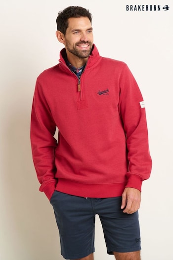 Brakeburn Red Heritage Quarter Zip Sweatshirt (B24128) | £60