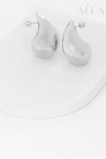 Aela Silver Tone Maxi Teardrop Earrings (B24218) | £14