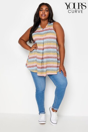 Yours Curve Pink White Swing Tunics Top (B24236) | £19