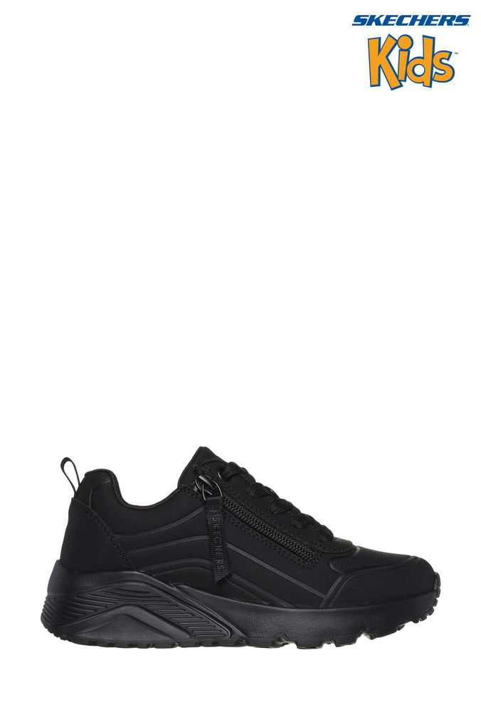 Skechers black shoes zip on sale