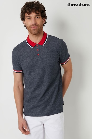 Threadbare Blue Contrast Collar Cotton Jersey Polo Shirt (B24410) | £20