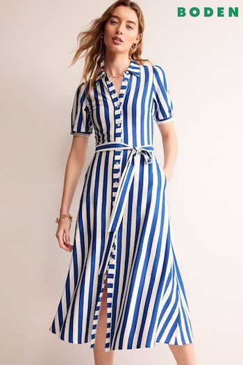 Boden Blue Petite Libby Jersey Midi Shirt Dress (B24413) | £90