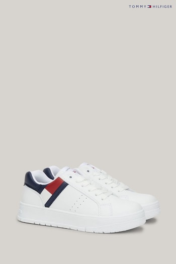 Tommy Hilfiger Flag Low Cut Lace-up White Sneakers (B24436) | £71 - £76