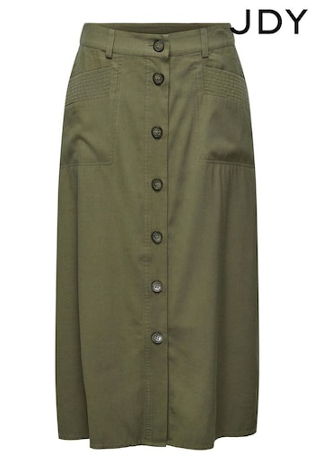 JDY Green Button Front Utility Cargo Midi Skirt (B24499) | £35