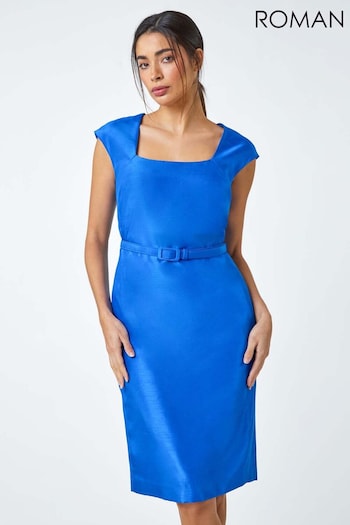 Roman Blue Belted Mini Shift Dress (B24514) | £52