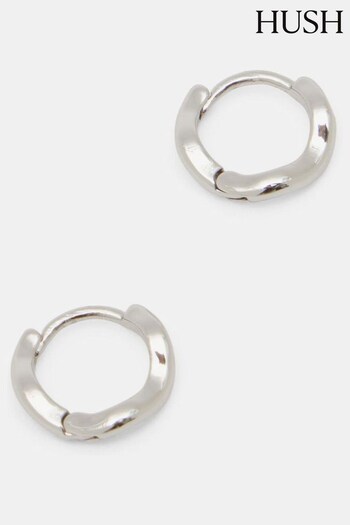 Hush Silver Tone Fern Twist Huggie Earrings (B24519) | £24