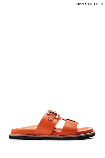 Moda in Pelle Orange Olette Snaffle Trim H Band Footbed Sandals (B24584) | £89