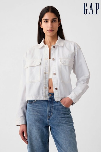 Gap White Cropped Denim Shirt Jacket (B24586) | £55