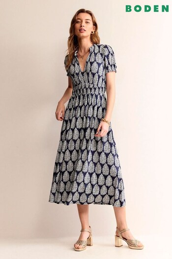 Boden Blue Rosanna Jersey Midi Tea Dress (B24644) | £110