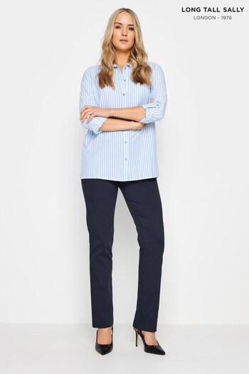 Long Tall Sally Blue Bi-Stretch Straight Leg Trousers pull (B24691) | £39