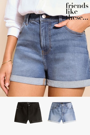 Friends Like These Black/Blue Multipack Boyfriend Sandal shorts (B24702) | £49