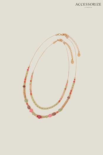 Accessorize Pink Facet Bead Necklaces 2 Pack (B24737) | £14
