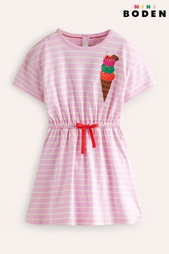 Boden Pink Ice Cream Tie Waist Applique Dress (B24779) | £27 - £32