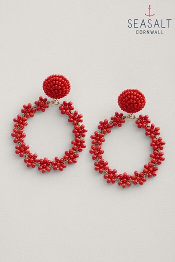 Seasalt Cornwall Pink Redpoll Beaded Circle Earrings (B24822) | £23