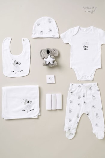 Rock-A-Bye Baby Boutique 10-Piece Cotton Print White Baby Gift Set (B24877) | £36