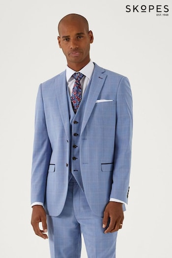 Skopes Tailored Fit Pale Blue Check Fontelo Suit: Jacket (B24938) | £110