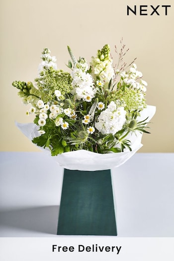 White Stocks and Antirrhinum Fresh Flower Bouquet in Gift Bag (B24948) | £35