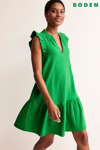 Boden Green Daisy Double Cloth Short Bermuda Dress (B24977) | £75
