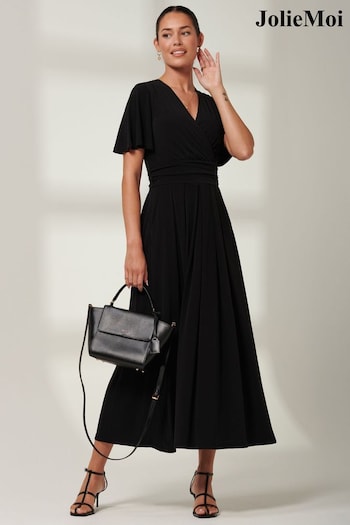 Jolie Moi Black Eldoris Angel Sleeve Jersey Maxi Dress (B25048) | £79