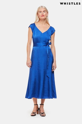 Whistles Petite Cobalt Blue Arie Twist Front Dress (B25049) | £189