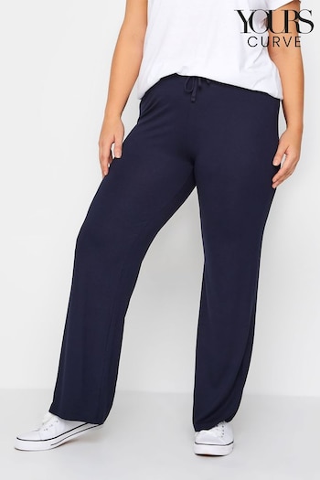 Yours Curve Blue Bestseller Wide Leg Pull On Stretch Jersey Yoga Joggers (B25100) | £27