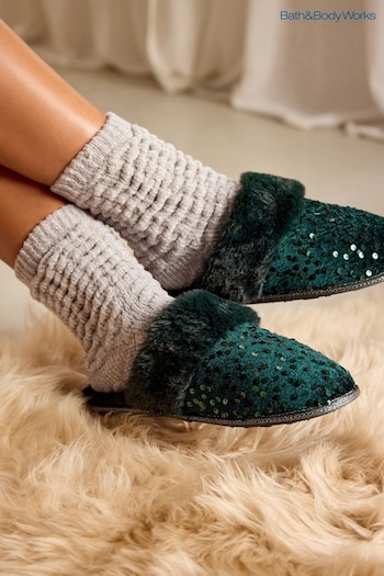 Bath & Body Works Green Sparkle Mule Slippers (B25114) | £20