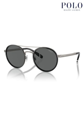 Camisa Polo Polo Ralph Lauren Reta Frisos Branca Ph3150 Round Black Sunglasses (B25118) | £187