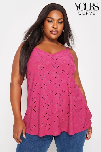 Yours Curve Pink Broderie Cami (B25129) | £19