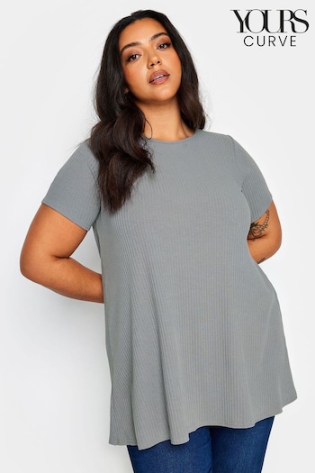 Yours Curve Grey Ribbed Swing Top (B25212) | £20