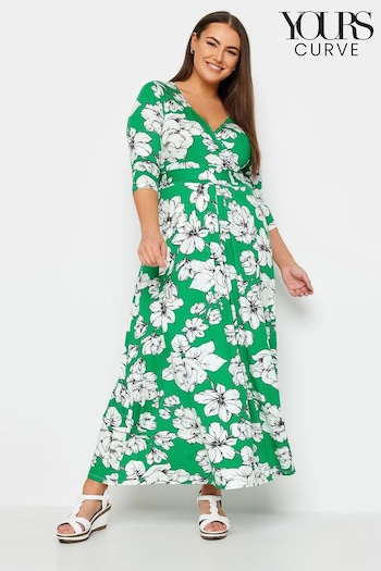 Yours Curve Green Wrap Maxi Dress (B25262) | £37