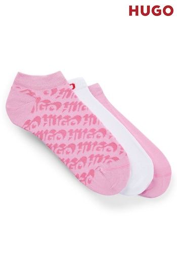 HUGO Pink Three-Pack Of Cotton-Blend Ankle enough With Logos (B25382) | £18
