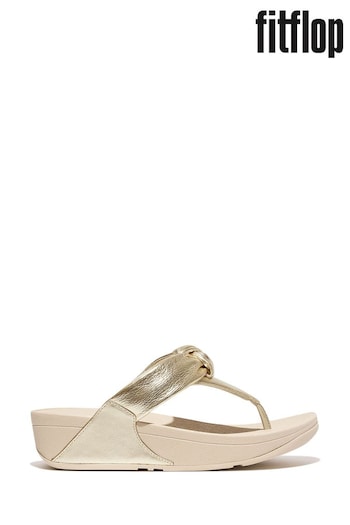 FitFlop Gold Lulu Padded Knot Toe Post Sandals (B25423) | £90