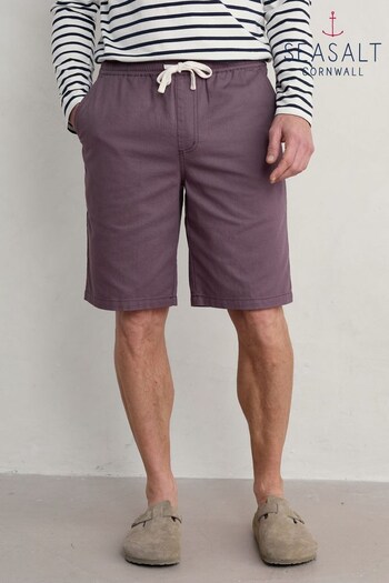 Seasalt Cornwall Purple Mens Lighterman Cotton Pique Shorts (B25453) | £60