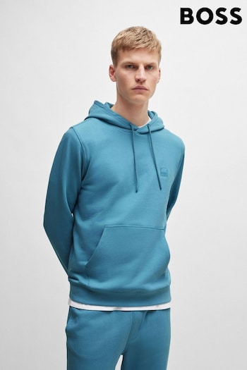 BOSS Blue Cotton-Terry Hoodie With Logo Patch (B25503) | £119