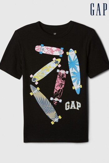 Gap Black Graphic Short Sleeve Crew Neck T-Shirt (4-13yrs) (B25515) | £10