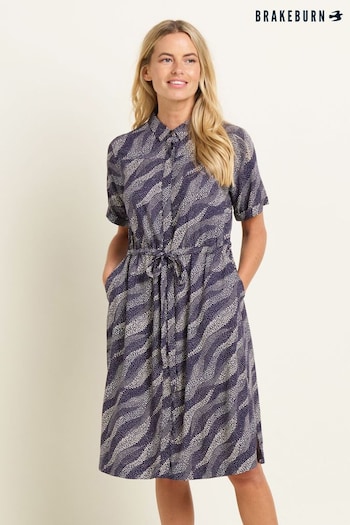 Brakeburn Blue Flowing Dots Schwarzes Shirt Dress (B25571) | £65