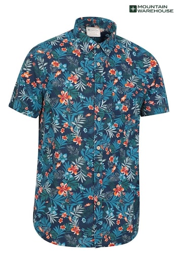 Mountain Warehouse Blue Tropical Printed Mens Short Sleeved Shirt (B25601) | £30
