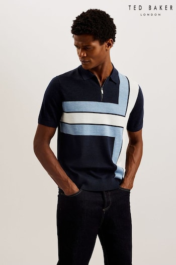 Ted Baker Blue Ambler Colour Block Polo Shirt (B25714) | £89