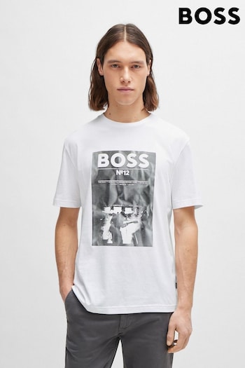 BOSS White Regular-Fit T-Shirt in Cotton With Seasonal Artwork (B25747) | £45