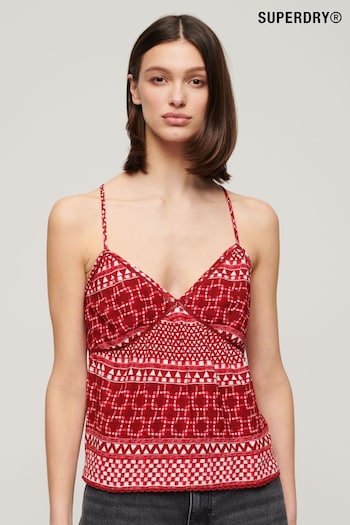 Superdry Red Printed Woven Cami Top (B25789) | £30