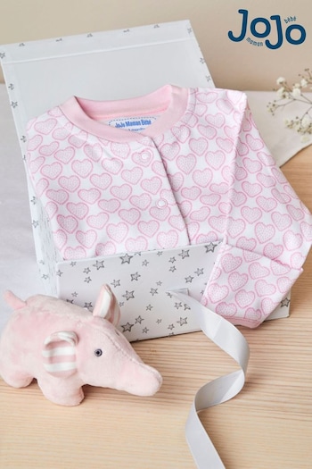 JoJo Maman Bébé Pink New Baby Heart Elephant Gift Set (B25816) | £28