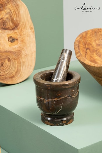 Interiors by Premier Black and Gold Marble Mortar And Pestle (B25838) | £30