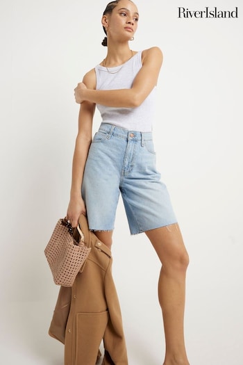 River Island Blue Relaxed Straight Denim Inactive Shorts (B25922) | £35
