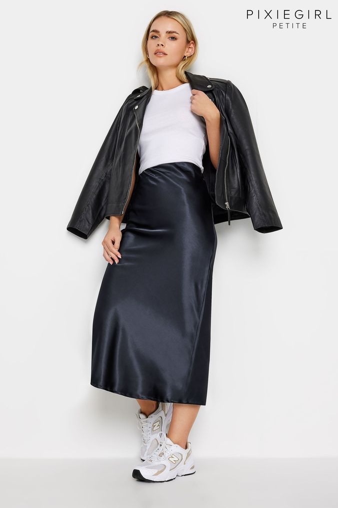 Mid length satin skirts petite cheap