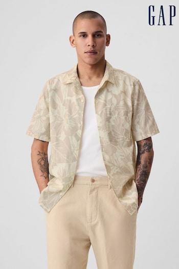 Gap Beige Linen Cotton Short Sleeve Shirt (B25985) | £40