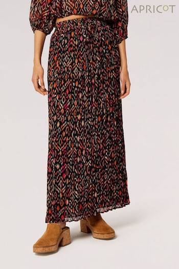 Apricot Brown Ikat Print Gypsy Chiffon Skirt (B26093) | £36