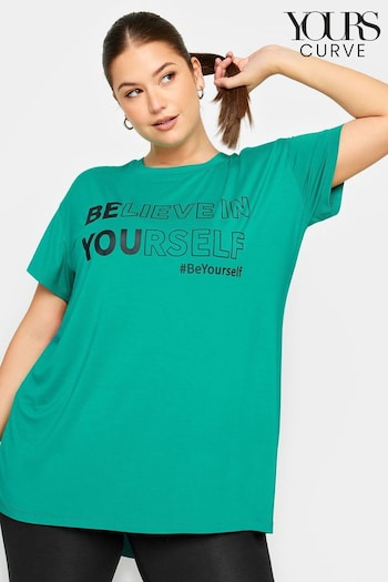 Yours Curve Green Believe In Yourself Active Top (B26131) | £22